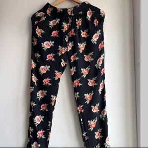 Black Floral Pants